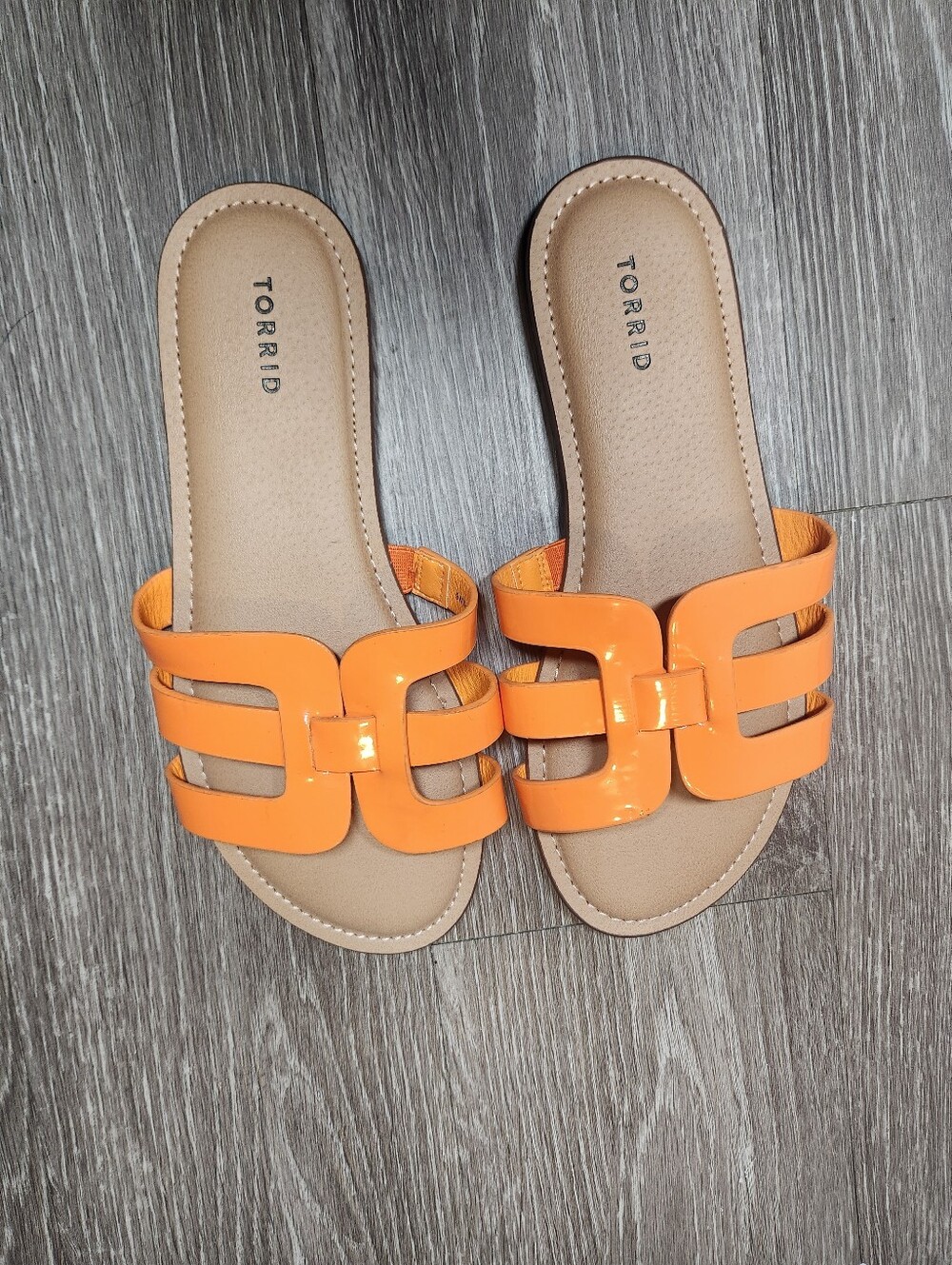 torrid Orange Patent Slide H Sandals WIDE WIDTH